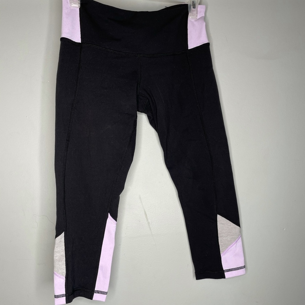 LULULEMON LAVENDER GREY BLACK CROPS